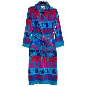 Vintage TJ Lawford Sea Animals Novelty 100% Cotton Bath Robe Small